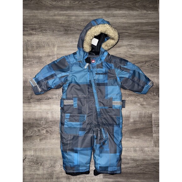 Quiksilver Toddler Baby 9M Snowsuit Blue Black Quiktech Loose Fit Comfy - Picture 2 of 7